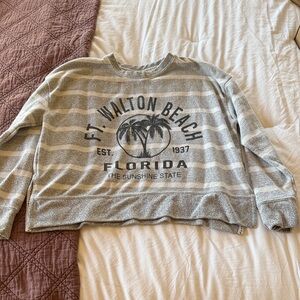 Gray Striped beach Sweatshirt